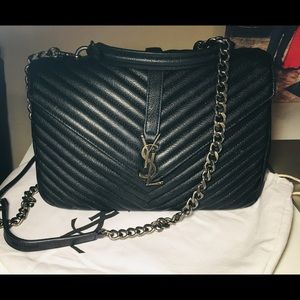 Large College Black Leather bag